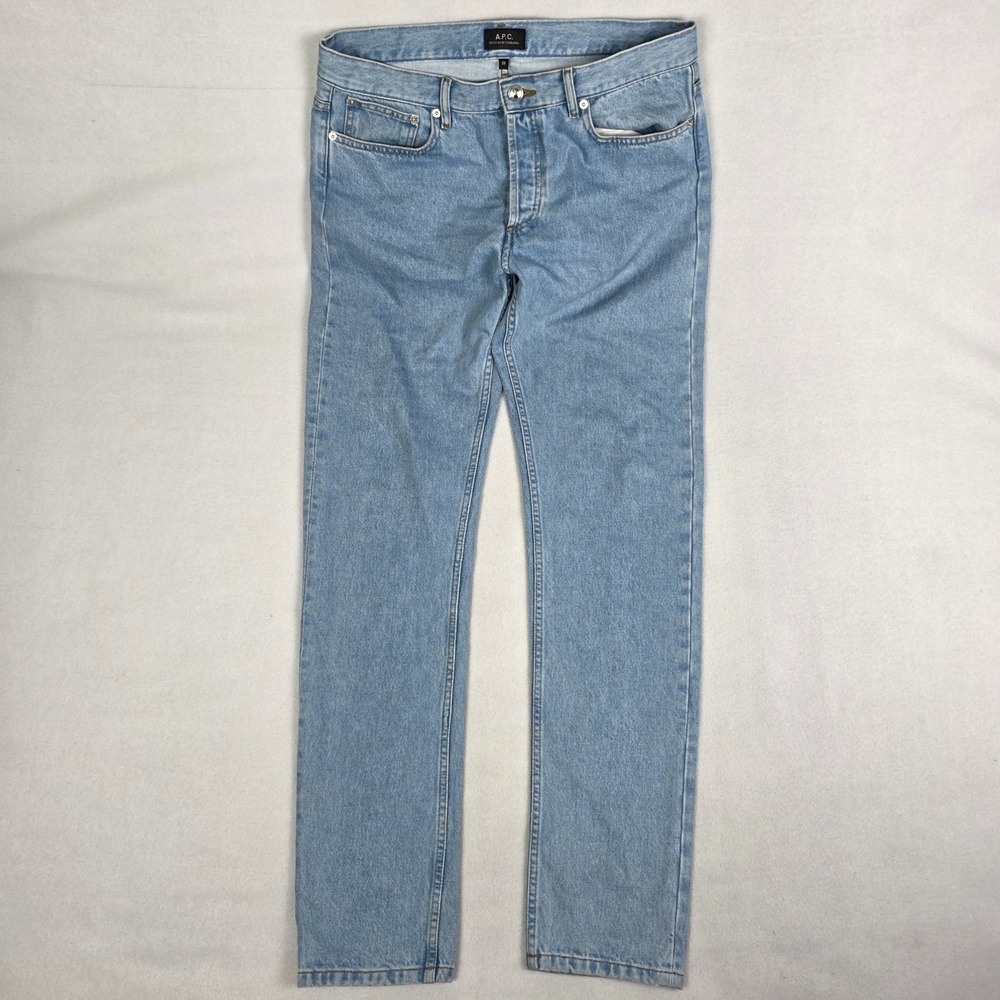 APC Slim Jeans Mens 33x33 Blue Light Wash Petite New Standard Denim Button Fly